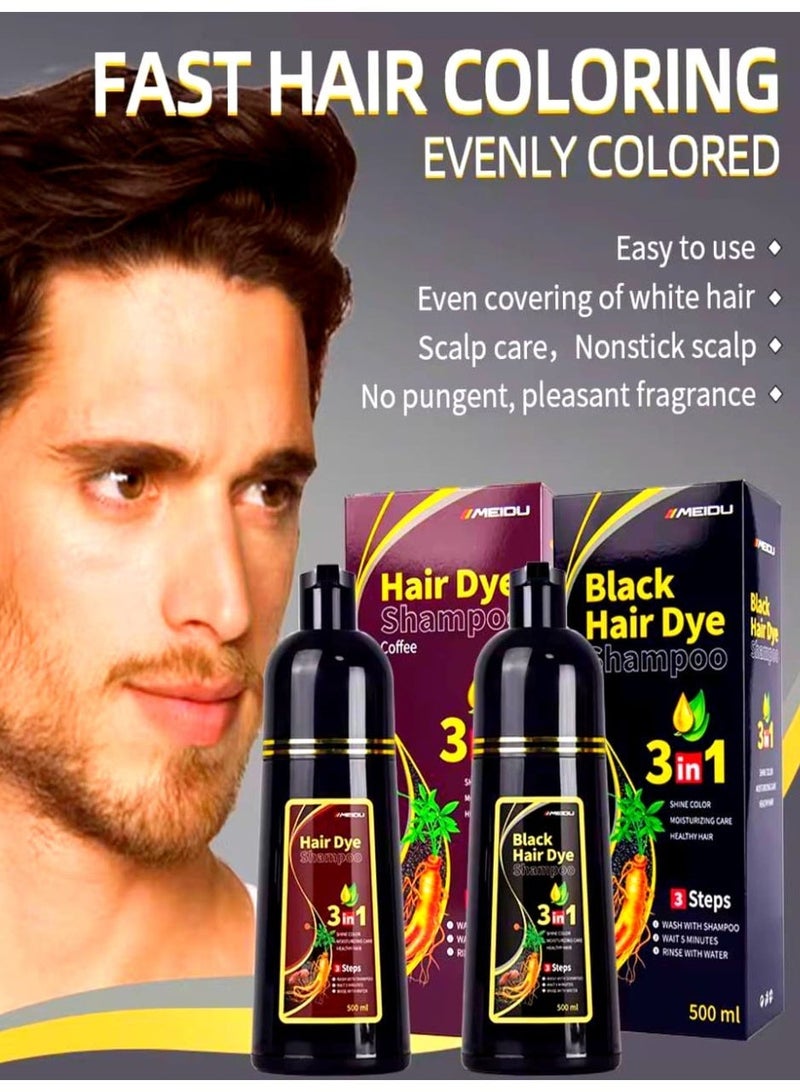 ميدو شامبو صبغ الشعر باللون البني الداكن للنساء والرجال، شامبو صبغ الشعر الفوري لتغطية الشعر الرمادي، مكونات عشبية، 3 في 1 - تغطية 100% للشعر الرمادي (17.6 أونصة سائلة) - Image 4